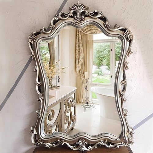 Miroir Baroque Argent Antique 63x89cm grand format suspendu