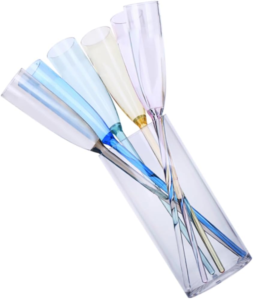 Happyyami Colorful Acrylic Goblet Set 7pcs High Stem Beach Cocktail Glasses Unbreakable and Lightweight for Weddings Parties and Special Occasions