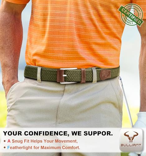 Image of BULLIANT Men's Woven Braided Stretch Web Golf Belt 1 3 /8 inch-Gift Boxed