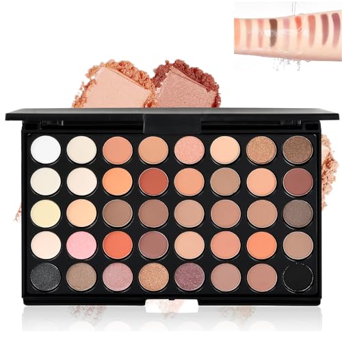 40 cores paleta de sombras profissionais de olhos, paleta de maquilhagem, altamente pigmentados, impermeável, Nude Rose Gold Dark Bronze Matt Glitter, Prebase sombras olhos para maquilhagem mulher