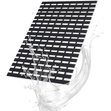 Bath Mat Non Slip Shower Mat Bathtub with Drain Holes and Heavy Duty Rubber No Suction Cups Sturdy Shower Stall Tub Mat for Bathroom, Shower Floor, Pool, SPA, Black, 17"x26"