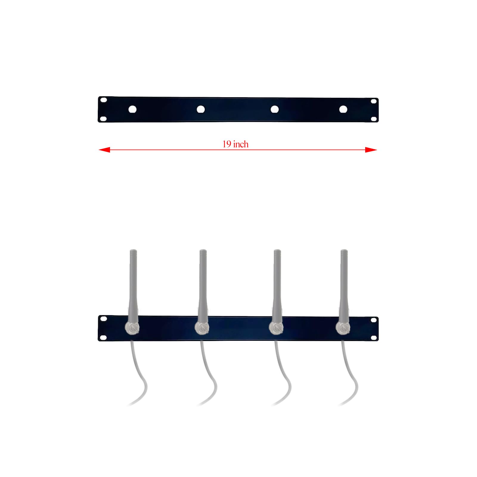 Kit de montage d'antenne de 48,3 cm pour récepteur de microphone sans fil - Panneau avant 1U 4 ports avec 4 câbles BNC 40