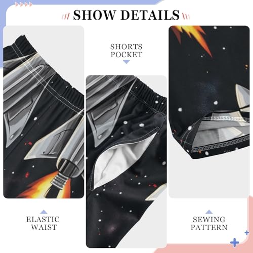 Galaxy Nebula Rocket Boys Long Pants Soft Trousers Elastic Waist Kids Lounge Bottoms with Pockets S-XL4