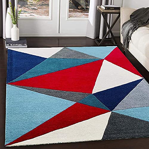 Image of Hand Made Tufted Carpet Premium Wool Abstract Irregular Design Non Slip Area Rug for Living Room Weight- |26 Pound|Size-5x8 Feet (60x96 Inch)