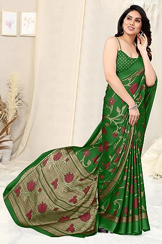 Image of MIRCHI FASHION Saree for Woman Chiffon Floral Printed | Lightweight Daily Wear Women's Sari with Unstitched Blouse Piece (Available in 20 Colors)
