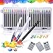 Produktbild Qhui Pinselstifte Set 24 Pinselstiften, 2 Wassertankpinsel, 3 Schablonen, Brush Pen Set mit flexibler Nylonspitze, Aquarellstifte für Bullet Journal Kalligraphie Malen Handlettering Manga Zeichnungen