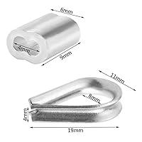 Vista 2 de Yookat El cable de cuerda de alambre incluye cables de cuerda de alambre de acero inoxidable de 116 pulgadas x 66 pies, 100 fundas de crimpado