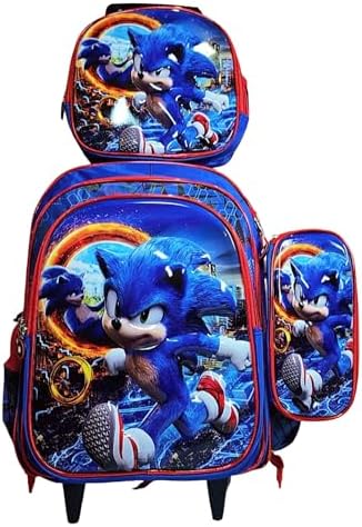Mochila Infantil Sonic The Hedgehog com Lancheira, Conjunto Escol...