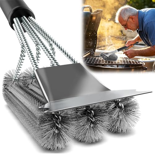PQETBV Spazzola per Barbecue con Raschietto, Spazzola Barbecue In Acciaio Inox, Spazzola per Griglia in Acciaio Inox per Pulire Griglie, Forno da esterno, Teglie da Forno