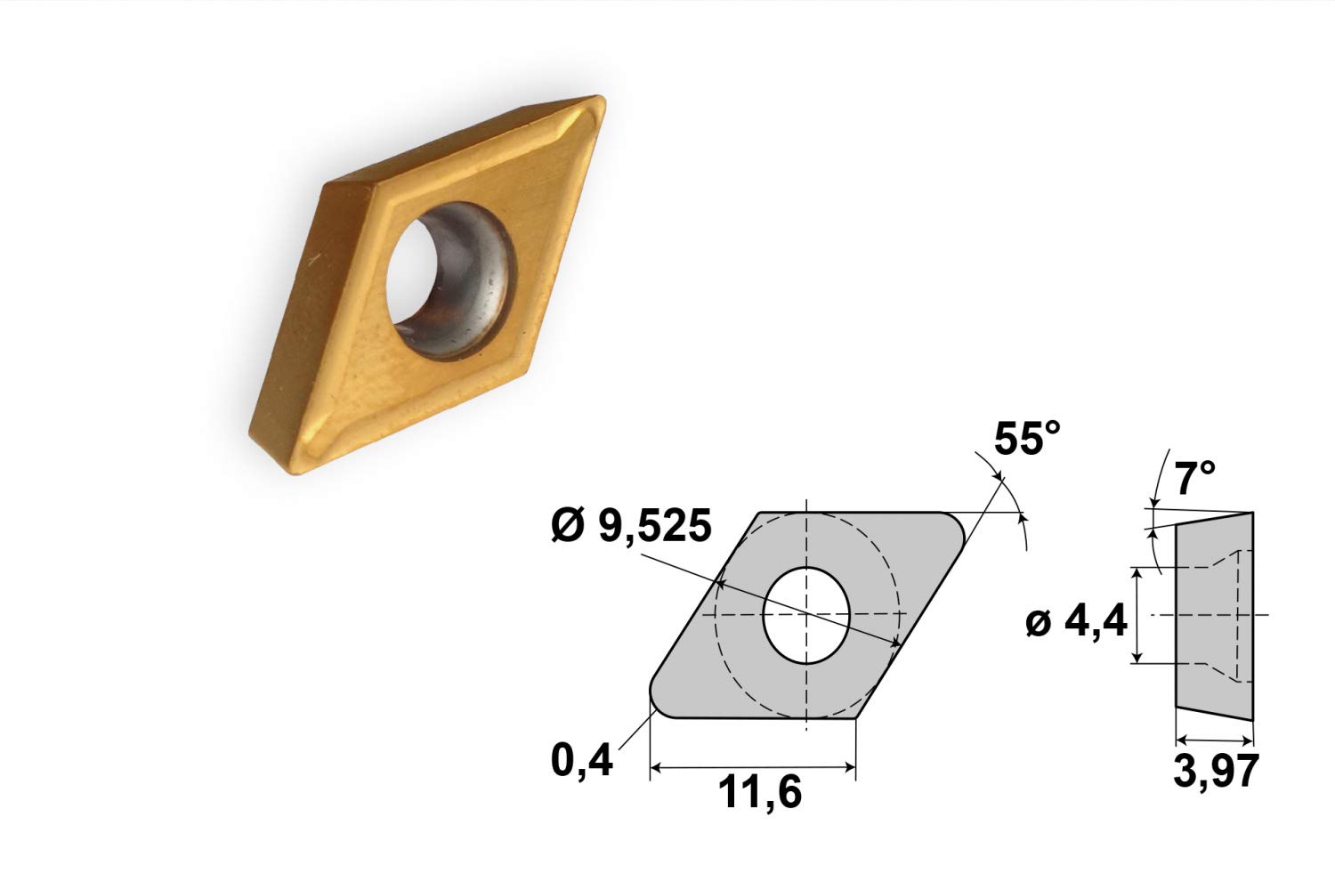 paulimot Drehmeißel mit Schneidplatte 20 x 20 mm SDJCR2020K11