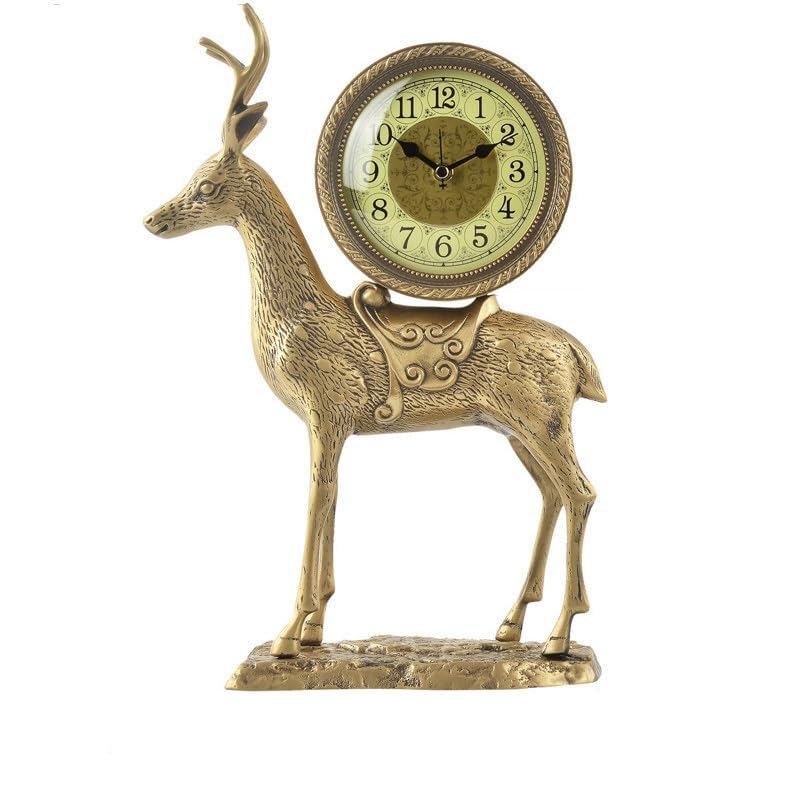 Reloj de escritorio de latón estilo chino con acabado bronce premium