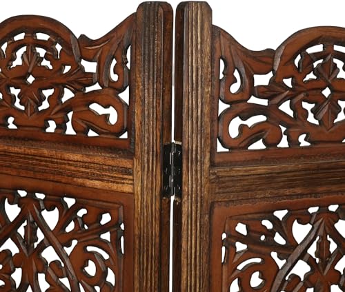 Image of Classic Wood and Craft Wooden Room Divider Partition for Living Room, Privacy Partition, Partition Wall, Divider for Makeup Studio /Office (4-P - 4FT - Curved Shape)