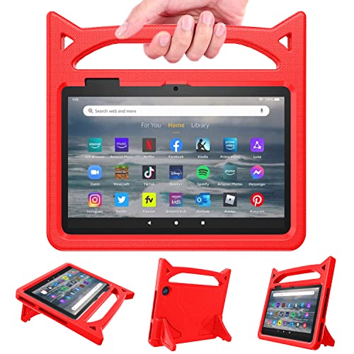 RIAOUR 7inch Tablet Case for Kids, Lightweight Shockproof Kid-Proof Cover with Handle Stand for 7 inch Tablet Kids Case Incompatible iPad Samsung Lenove TCL Onn 7inch Tablet (Red)