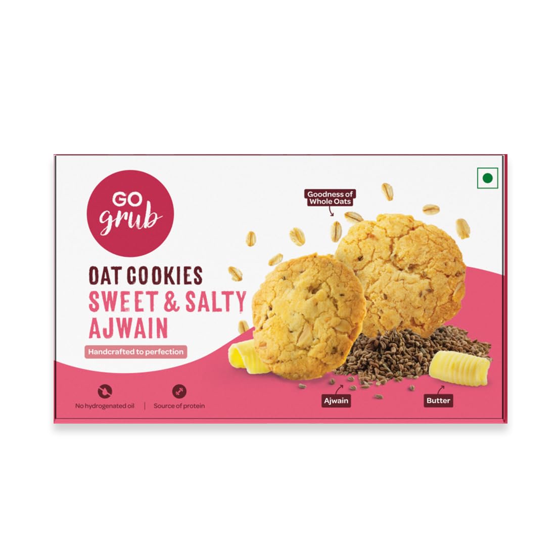 Go Grub Ajwain Oat Cookies Sweet and Salty Taste, Healthy Snack Item For Tea Coffee Crunchy and Delicious Oats Biscuits | Source of Protein & Fiber | No Preservatives and No Palm Oil | Eggless | 200g (B097F9Z87H) Amazon Price History, Amazon Price Tracker