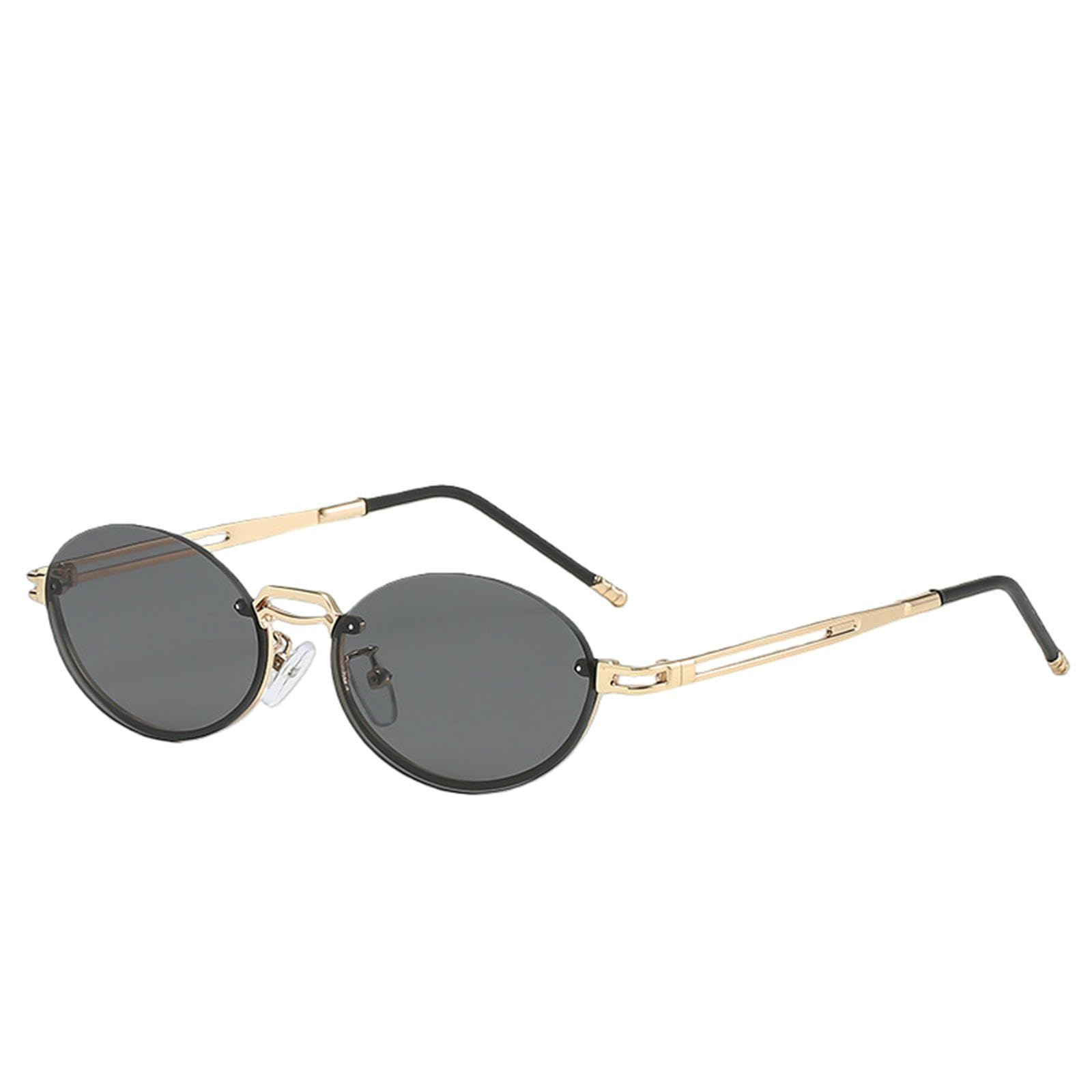 Gyios sunglasses Trendy Rimless Punk Metal Gradient Lens Oval Sun Glasses Protection Frameless Shades For Women & Me