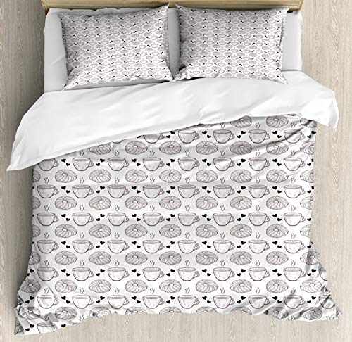 Ambesonne Tea Party Duvet Cover Set, Engraving of Freshly Baked