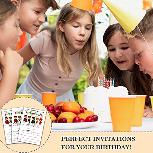 Clirbe Superheroes Birthday Party Invitations, Super Hero Birthday Invitations For Boys Girls, Kids Birthday Invites, Theme Birthday Party Decorations, 20 Invitations With 20 Envelopes - B17 #TOP2