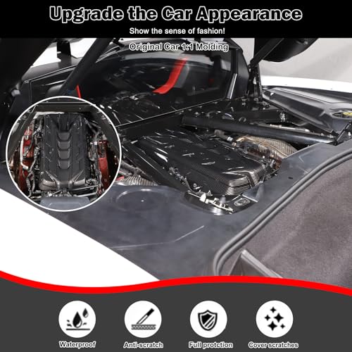 Image of for Corvette C8 Engine Cover Trim for Corvette C8 2020-2024 Engine Bay Protection Panel Cover Trim Exterior C8 Corvette Accessories ABS (Carbon Fiber Pattern)