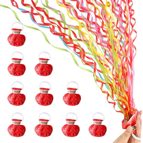10 Pièces Serpentins Multicolore, Lancer des Serpentins Mariage, Lancer des Serpentins Confettis, Rubans Torsadés à la Main, pour Mariages, Anniversaires, Noël, Nouvel An, Couleur Aléatoire