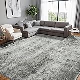 DEITAS Abstrakte Teppich Wohnzimmer 200x230cm, Ultraweicher Waschbarer Kurzfloriger Teppich, Großer Flächenteppich Mit Rutschfester Unterseite, Großer für Schlafzimmer und Esszimmer(Grau)
