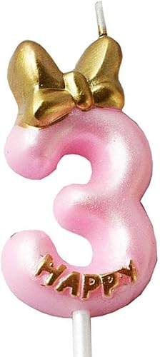 QQYL - Vela dorada de 3 velas de cumpleaños para niña, color rosa, para decoración de tartas, número 3, decoración de fiesta de 3 años (estilo 7, QQYL - Vela dorada de 3 velas de cumpleaños para niña, color rosa, para decoración de tartas, número 3, decoración de fiesta de 3 años (estilo 7,