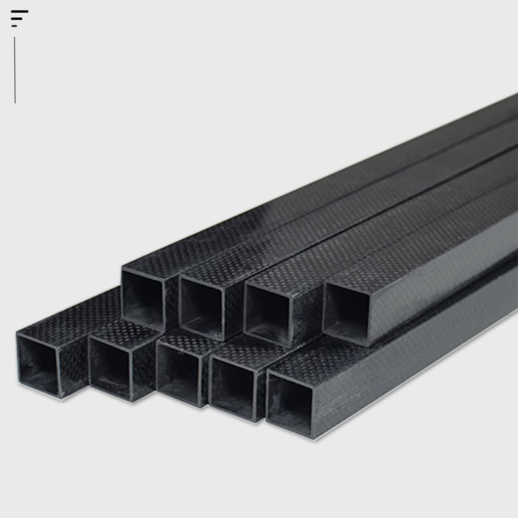 Kohlefaserrohr, hohe Festigkeit, glänzende Oberfläche, 500 mm Länge, Außendurchmesser 8 mm bis 30 mm, Vierkantrohr, 3K-Vollkohlefaser, ideal für DIY-Projekte und Bastelarbeiten