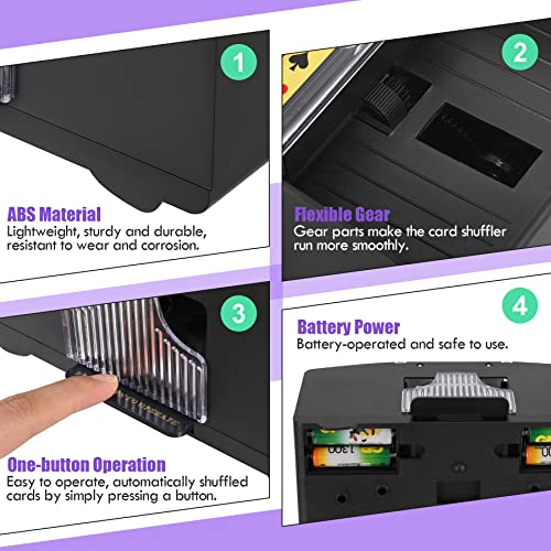 Lineba 1-2 Decks Automatic Card Shuffler, Battery-Operated Electric Casion Shuffler For Poker, Uno, Phase 10, Skip-Bo, Texas Hold'em, Blackjack And Home Card Games #TOP5