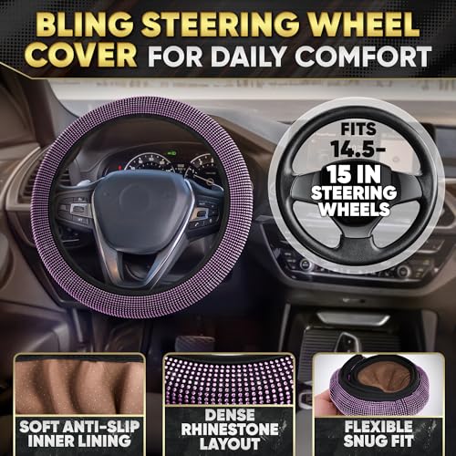 Image of Purple Bling Car Accessories Set, 27 Pcs, for Women Drivers