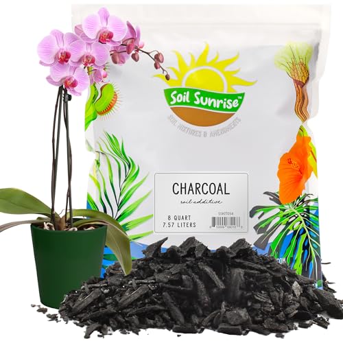 Soil Sunrise Horticultural Charcoal for Indoor Plants (8 Quarts) Hardwood Soil Additive for Orchids Terrariums and Gardening