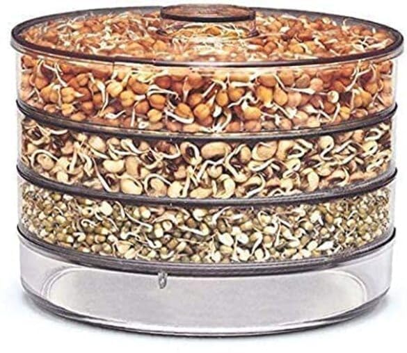 Sprout Maker, Hygienic plastic Sprout Maker with 4 Container, Organic Home Making Fresh Sprouts jar Beans for Living Healthy Life (4 compartment)-image-0