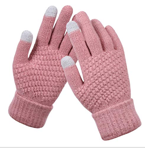 BSLVWG Guantes de pantalla táctil de invierno para mujeres Guantes de punto para correr, ciclismo, senderismo, esquí (Rosa)