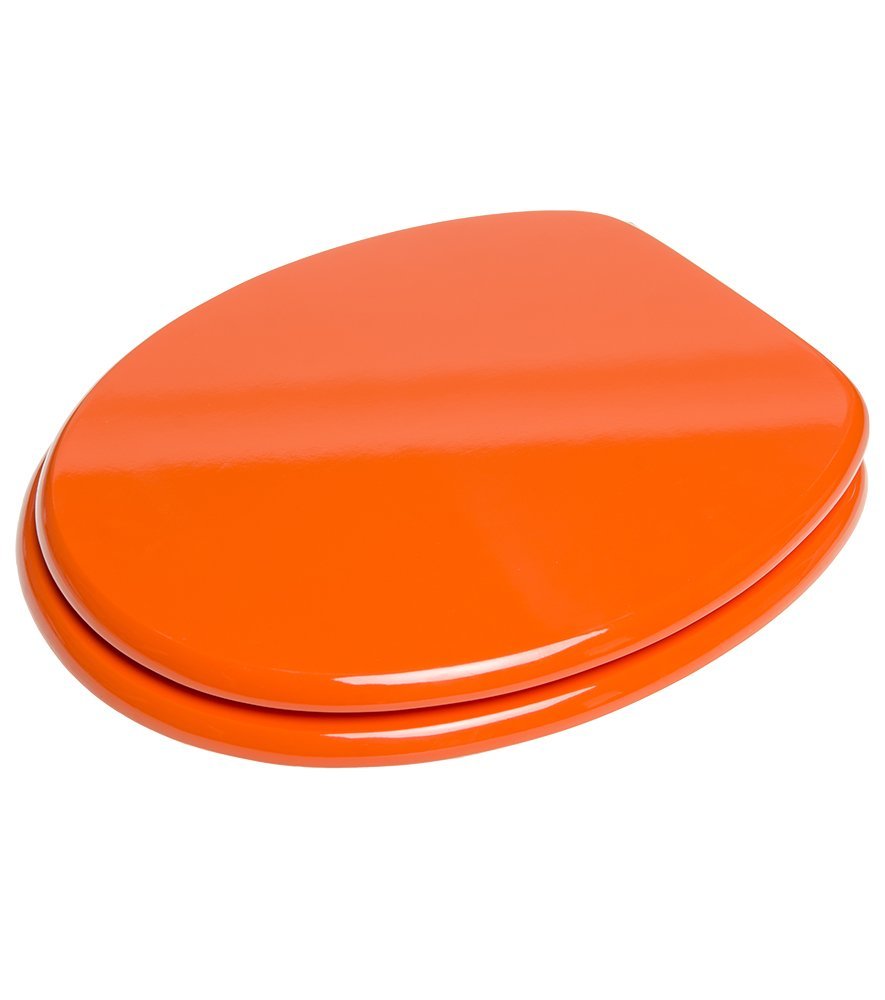 Sanilo Tapa de inodoro, asiento de inodoro con montaje sencillo, Bisagras estables, naranja