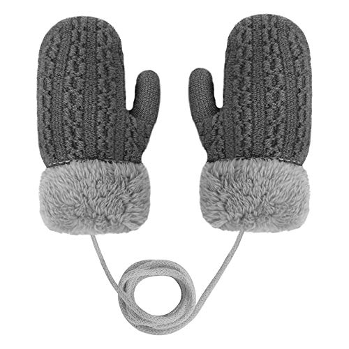 Toddlers Kids Warm Winter Full Finger Gloves Baby Thick Fleece Lined Ski Gloves (Grey #2, Age 1-4 Years)