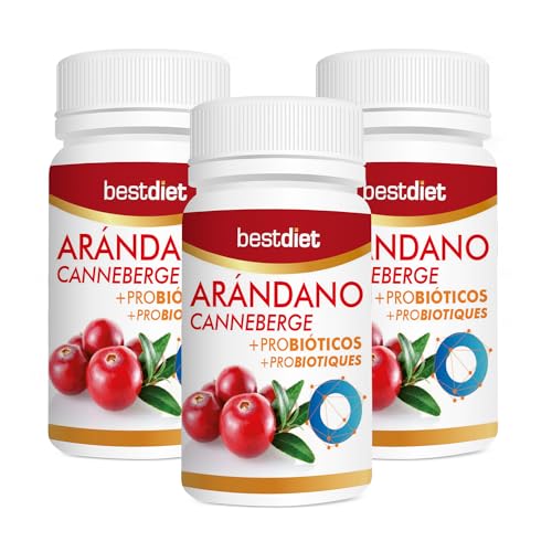 BestDiet - Arándano + Probiótico - complemento alimenticio | extracto seco de arándano rojo | propiedades antibacterianas - Pack de 3 botes con 30 cápsulas