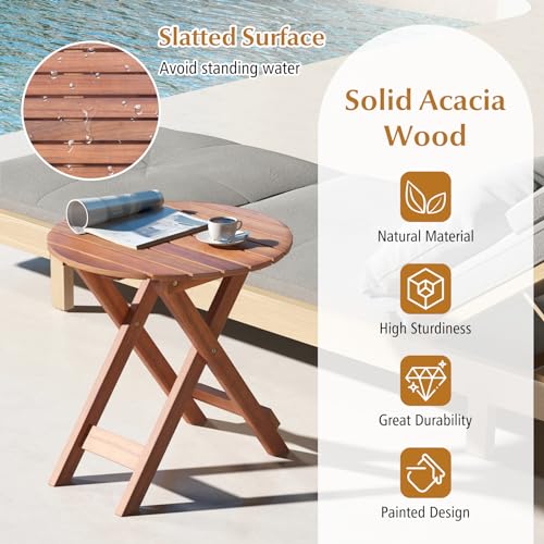 Table basse extérieur bois robuste pliable GOPLUS pour balcon et terrasse
