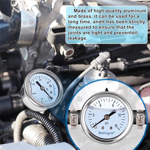 Boltigen FUEL PRESSURE GAUGES Pressure Gauge, 0-15Psi Fuel Pressure Gauge Kit thumb #7