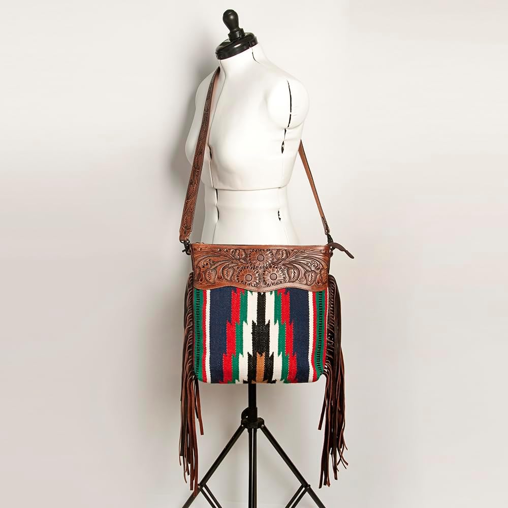 American Darling Signature Crossbody Hand Tooled Saddle Blanket Genuine Leather women bag western handbag purse