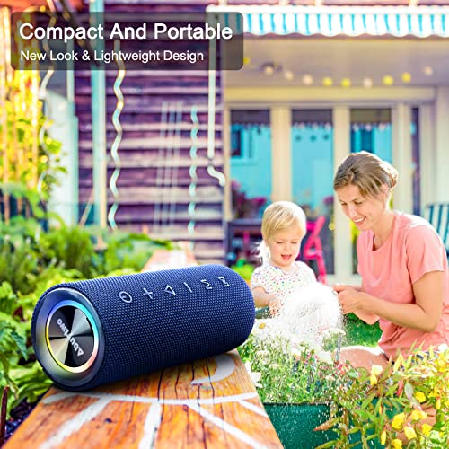 Abuytwo Musikbox Bluetooth Lautsprecher - IPX7 Wasserdicht Tragbarer Bloototh Lautsprecher Mit Led Licht, Bass Box Mit Surround Stereo, 24H Akku Kabellose Lautsprechers, Groß Boxen Für Outdoor, Strand – Bild 7
