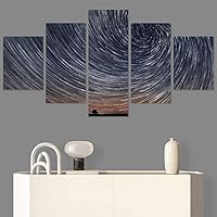 SIGNWIN 5 Panel Canvas Wall Art Modern Art Astronomy & Space Cosmic Decorative Elements Dramatic Multicolor Photography for Home Decorations Ready to Hang - 60