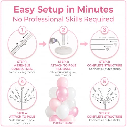 Image of Balloon Column Kit for Floor-Balloon Columns with Stand,Clear Pastel Pearl Pink Balloon Base&Pole Tower Backdrop Decoration for Wedding,Bridal Baby Shower,Birthday Party,Bachelorette