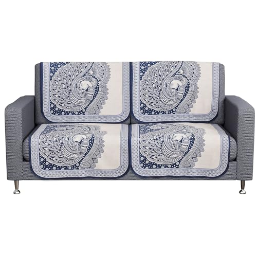 Image of Kuber Industries Sofa Cover | Net 2+1 Seater Sofa Slip Cover Set | Couch Sofa Cover Set | Sofa Cover for Home | Sofa Slipcover Set | Sofa Cover for Living Room | Mor Digital-837 | Blue