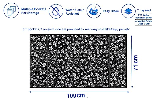 Image of The Furnishing Tree Fridge Top Cover Compatible for Samsung RR21C2H25CR /HL, 189 LTR WxL 71x109 in CM Floral Pattern White Black