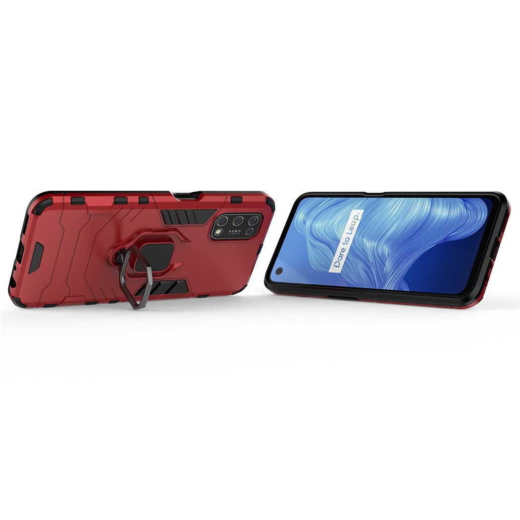 BAIDIYU Cover per Oppo Realme 7 Custodia, Assorbimento degli urti, Staffa, Resistenza alla caduta, Doppio strato TPU + PC, Adatto per Oppo Realme 7.(Rossa