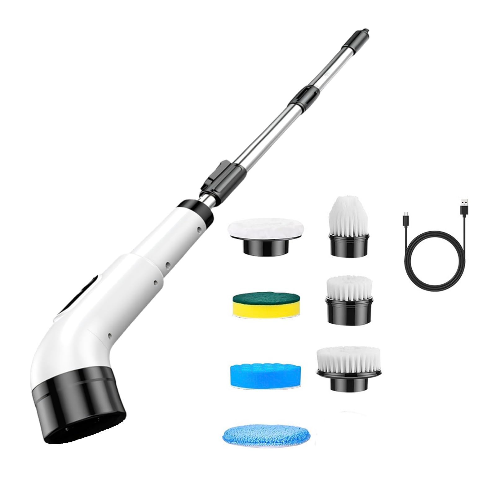 Household Electric Scrubber Cordless Scrub Brush, 7 Heads, Extendable Handle for Grout, Wall and Windowsill Care Pad Home Care