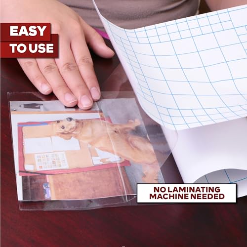 XFasten Self-Adhesive Laminating Sheets, 9 x 12 Inches (50-Pack), 4.76 Thickness Yellowing Resistant Seal Sealing Laminating Sheets Bulk, No Heat Self Laminating Sheets, Clear Shee image 7