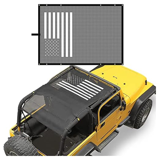 RT-TCZ for Jeep TJ Sunshade Soft Top, TJ Bikini Top Mesh Sun Shade Sunroofs for Jeep Wrangler TJ 1997-2006 American Flag