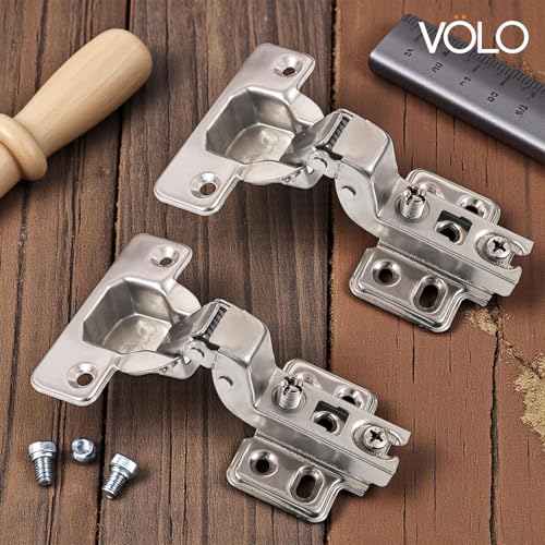 Image of VOLO 2D Normal Mild Steel Cabinet Hinges for Furniture, Wardrobes, Doors, and Storage Units | (15 Crank | Inset, 10 Pieces (5 Pair))