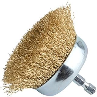 Gunpla 75mm Wire Cup Brush 6.35mm Hex Shank Hardened Brass Steel Crimp Wheel Heavy Duty Wires Brushes for Metal, Removal of Rust Corrosion Paint
