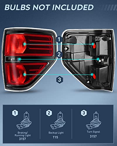 Image of Nilight Taillight Assembly for 2009-2014 Ford F150 Driver&Passenger Side