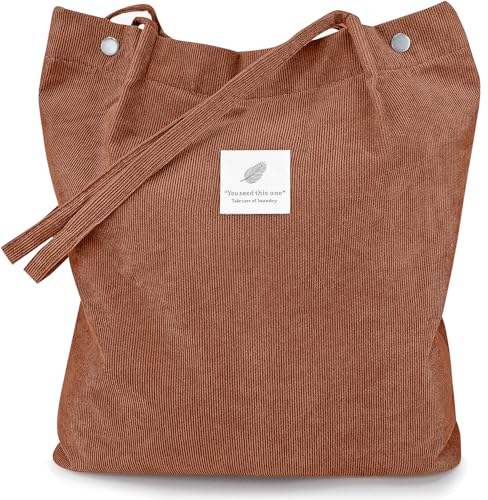 Image of Street27 Korean Canvas Corduroy Tote Bag Casual Work Shoulder Handbags | Multi-Purpose Bag |Sturdy Canvas Bag with Large Capacity | Shopping Bag for Office, College & Daily Use